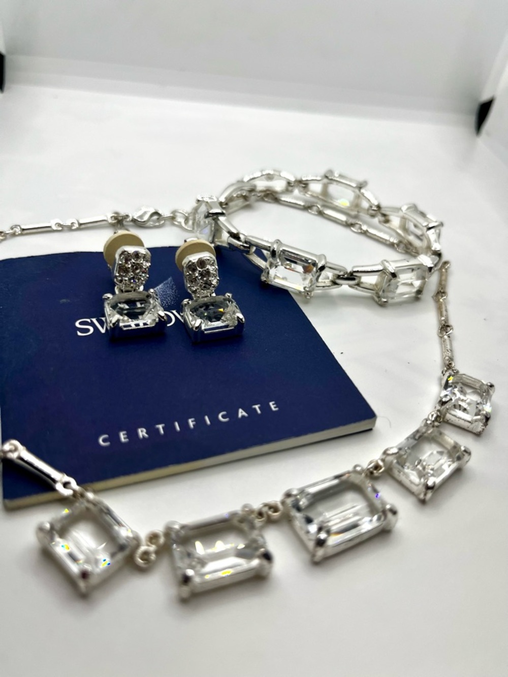 Swarovski Silver Clear Crystal Necklace with Matching Earrings